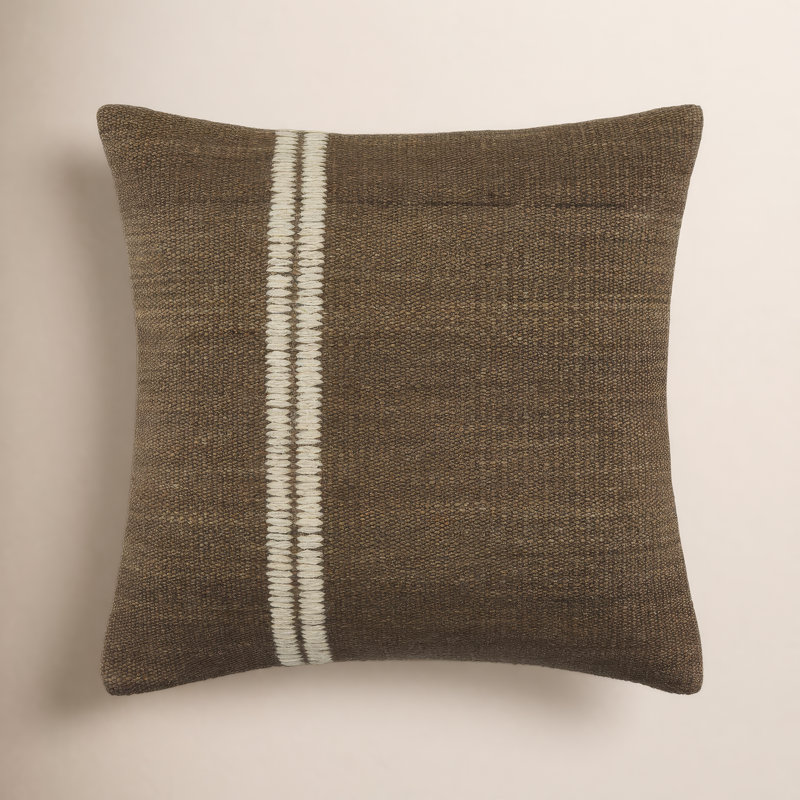 Jundah Accent Pillow, Square 22", Polyester, Dark Brown