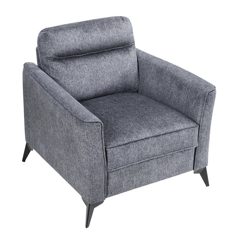 Chaise moderne pour salon avec revêtement en microfibre gris foncé et siège confortable d'une capacité de 300 lb.