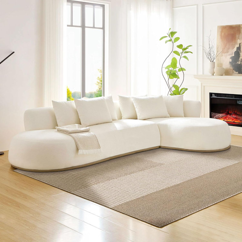 Canapé modulaire surdimensionné en L Yusuf, Right Hand Facing, Polyester beige