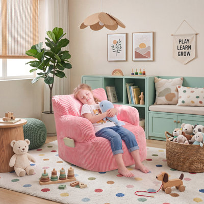 Kids Bean Bag Chair,Compression Corduroy Lazy Chair with Foam Filling