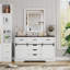 Commode 6 tiroirs avec miroir pour chambre à coucher, coiffeuse avec miroir lumineux