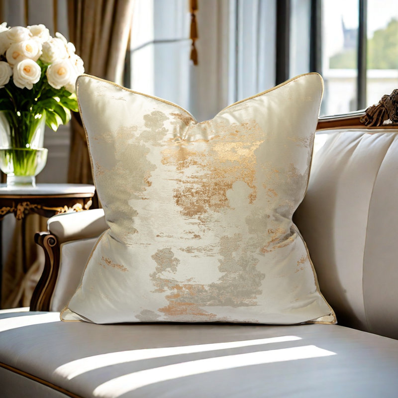 Housse de coussin réversible Abstract, Or / beige abstrait, H 20 po x l 20 po