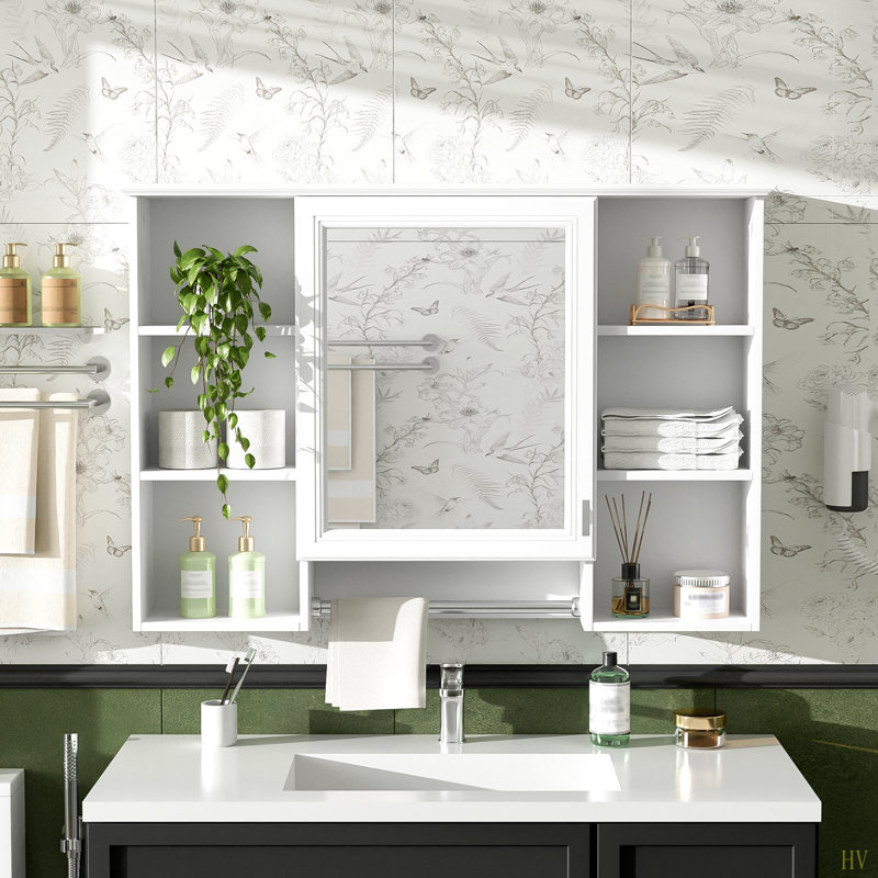 3-In-1 Bathroom Mirror Cabinet, Wall Mounted Medicine Cabinet With Adjustable Shelf & Soft Close Door, Accent Cabinet, White