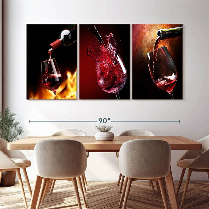 «Versing Glasses Of Red Wine», reproduction d'art sur toile, H 45 po x l 92 po x P 1,25 po