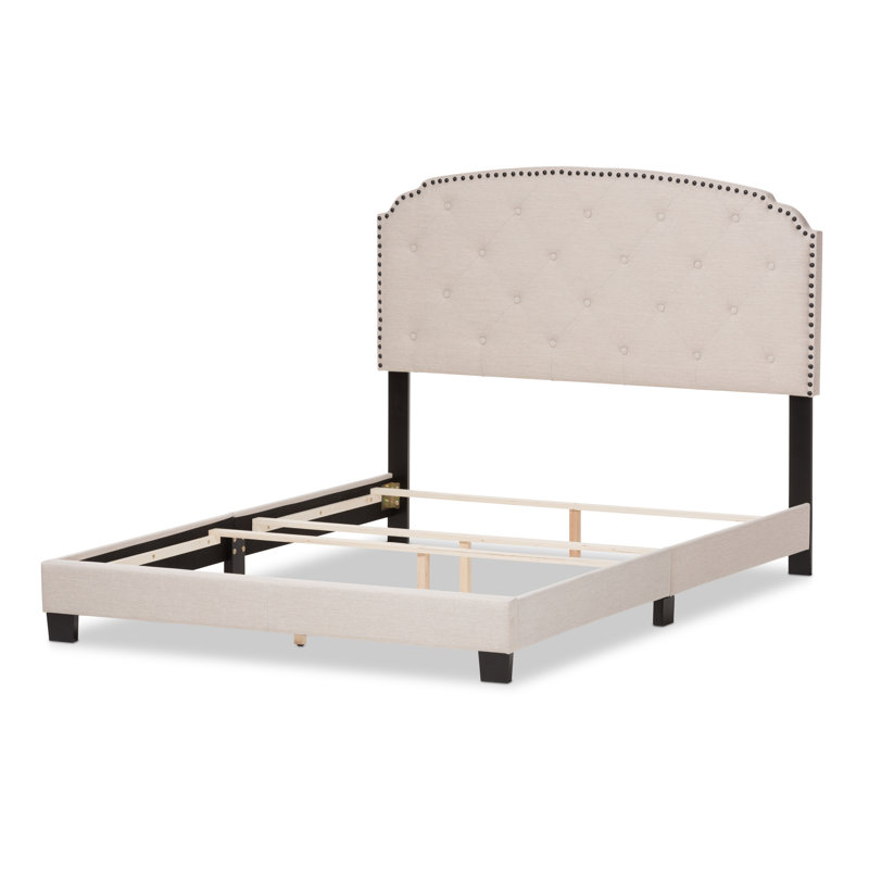 Upholstered Standard Bed, Light Beige, Full