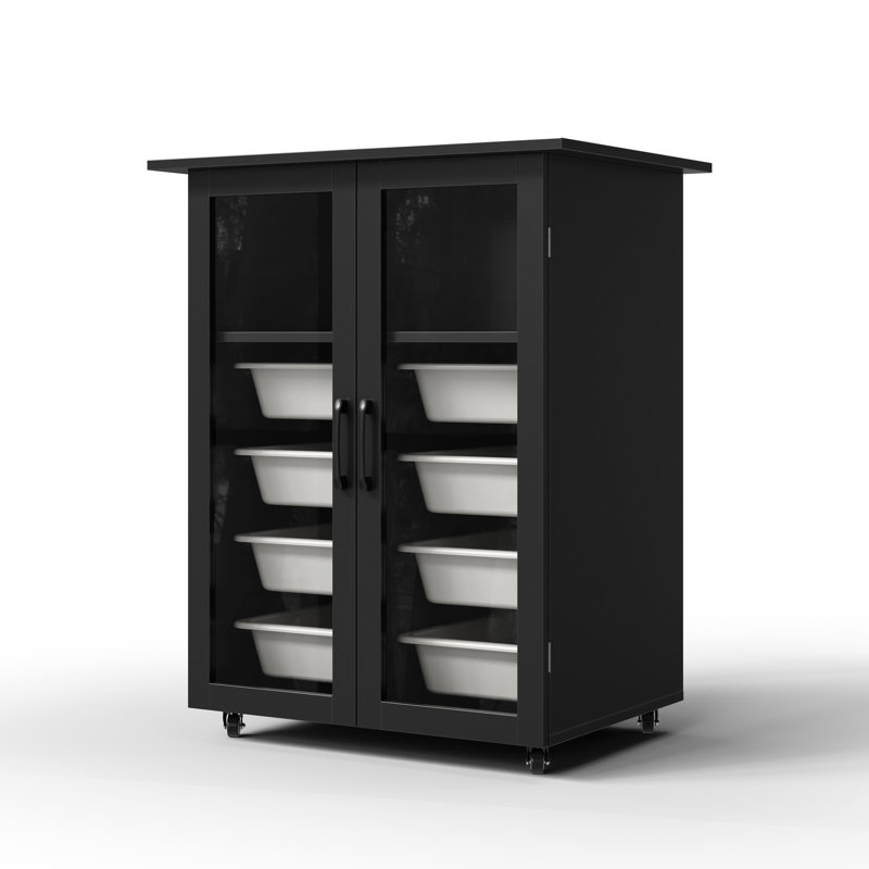 Armoire de rangement Crafting avec 8 bacs amovibles, portes transparentes et roulettes verrouillables pour fournitures artistiques