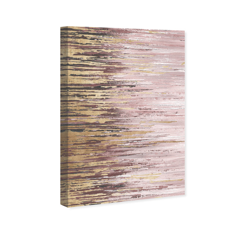 Duo de pluies abstraites II, Glam Gold - peinture, H 36 po x l 24 po, Toile tendue