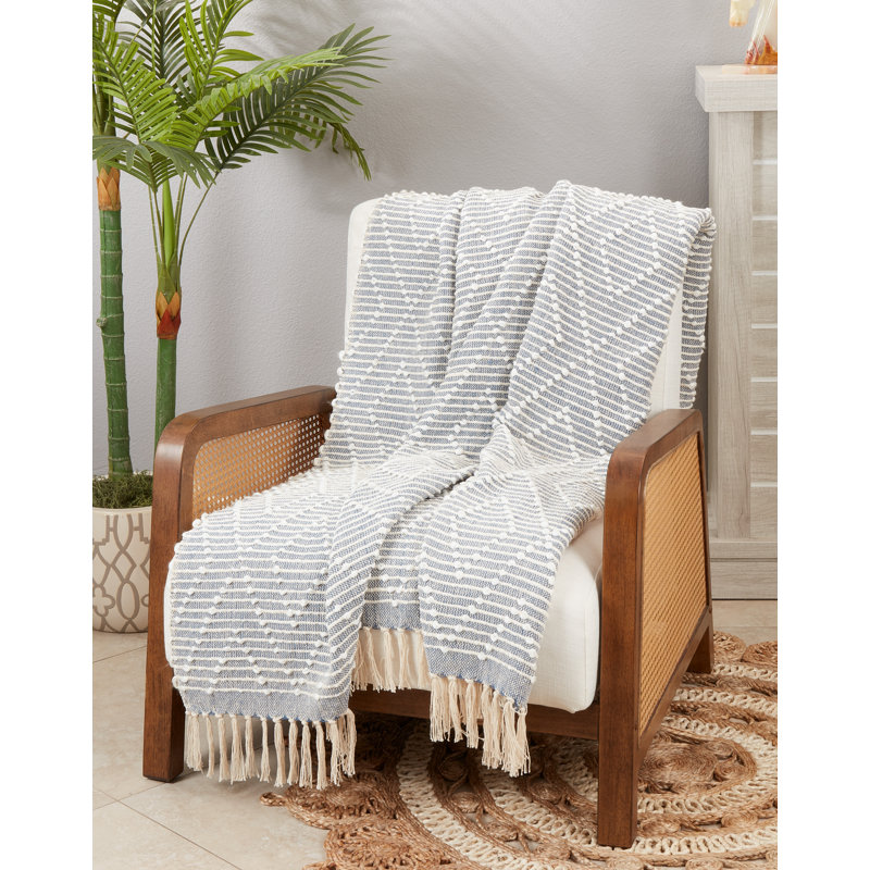 Sevan Collection Hand Woven Throw Blanket, Navy Blue