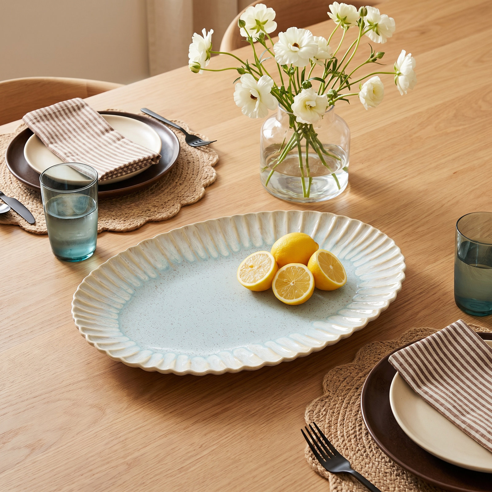 Mallorca Oval Platter, Sea Blue