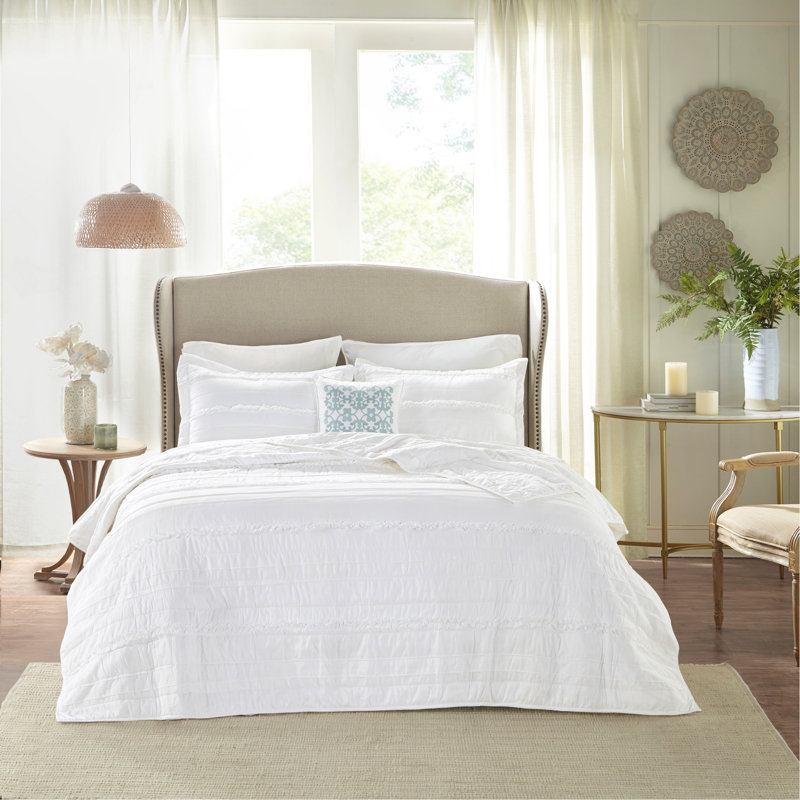 Ensemble de courtepointe réversible en microfibre 4 pièces avec coussin décoratif, double / grand, doux et élégant