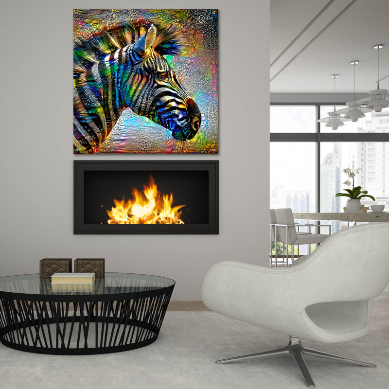 Art mural en verre épique «Zebra» par Pierre Gavidia, 36 po x 36 po, H 36 po x l 36 po