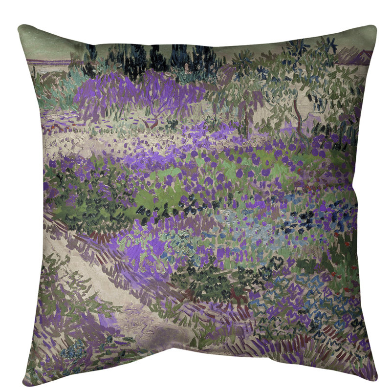 Coussin décoratif bluhender garten mit pfad, 16 po x 1 po, Duvet synthétique, Mauve