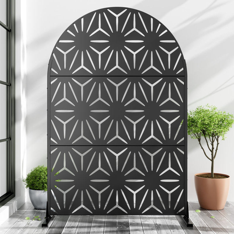 Metal Privacy Screen Fence Panel, Black