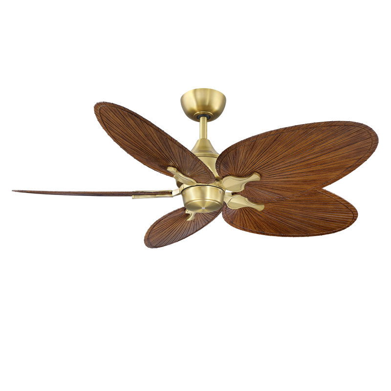 Islander DC 22 inch Indoor/Outdoor Ceiling Fan Narrow Oval Palm-Inspired Blade Set of 5 - Koa, Koa