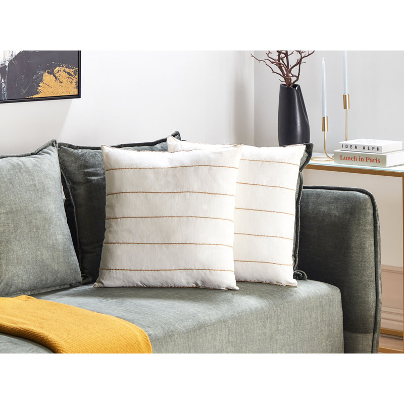 Berklie Striped Square Cushion, White