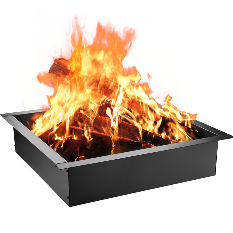 Black Steel Free-Standing Fire Pit Ring with Tongs