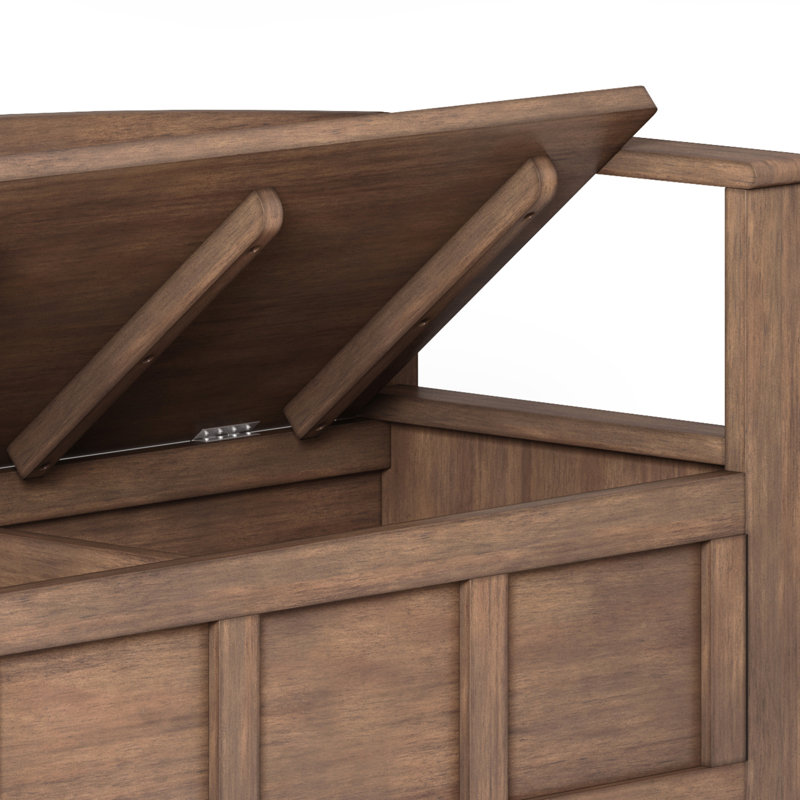 Adams Rustic Natural Aged Brown Wood Storage Bench with Arms