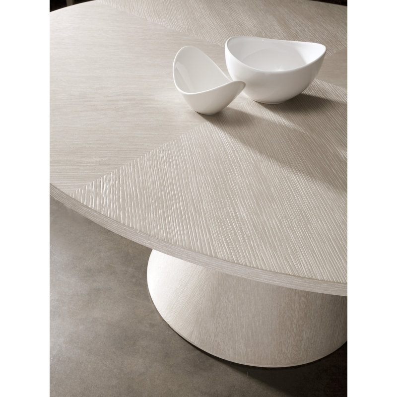 Contemporary 60'' Beige Round Wood & Marble Dining Table