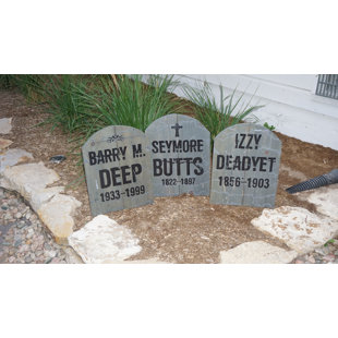Halloween Decorations Outdoor Tombstone Yard Sign with Stakes - Glow in The Dark - 6pcs Graveyard Tombstones Halloween Props for Family Home Front