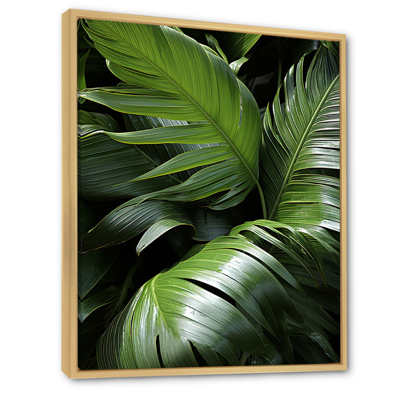«Ivory Island Jungle Palm Trees II», reproduction sur toile, Cadre naturel flottant, H 44 po x l 34 po x P 1,5 po