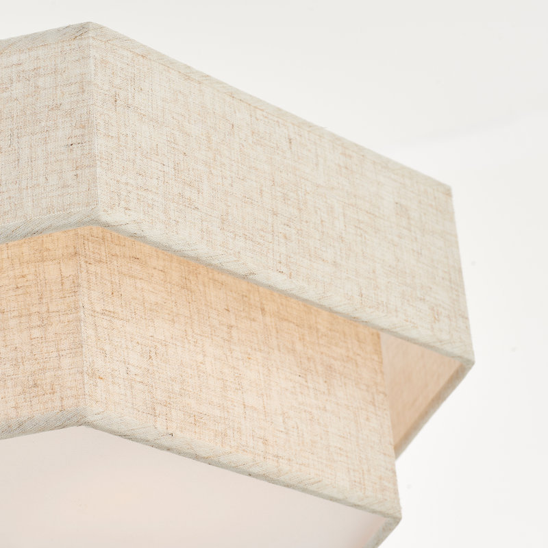Modern Drum Linen Semi Flush Mount Ceiling Light Fixture, Matte Black
