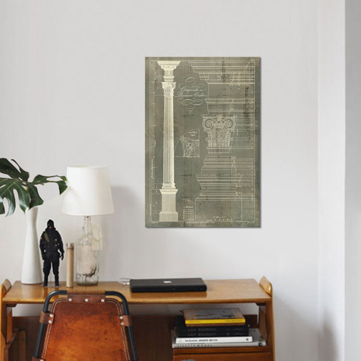 « column blueprint i », impression sur toile, H 18 po x l 12 po x P 1,5 po, Pas de tapis, Toile tendue