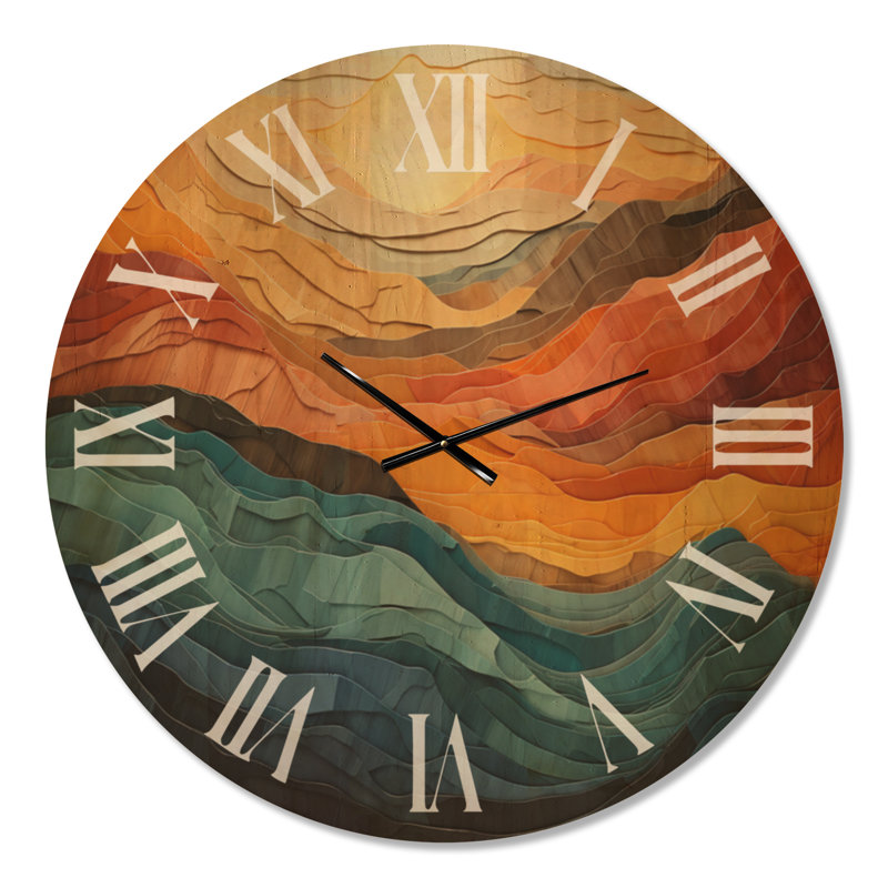 Horloge murale Coral Teal Bold Mountains, Oversized