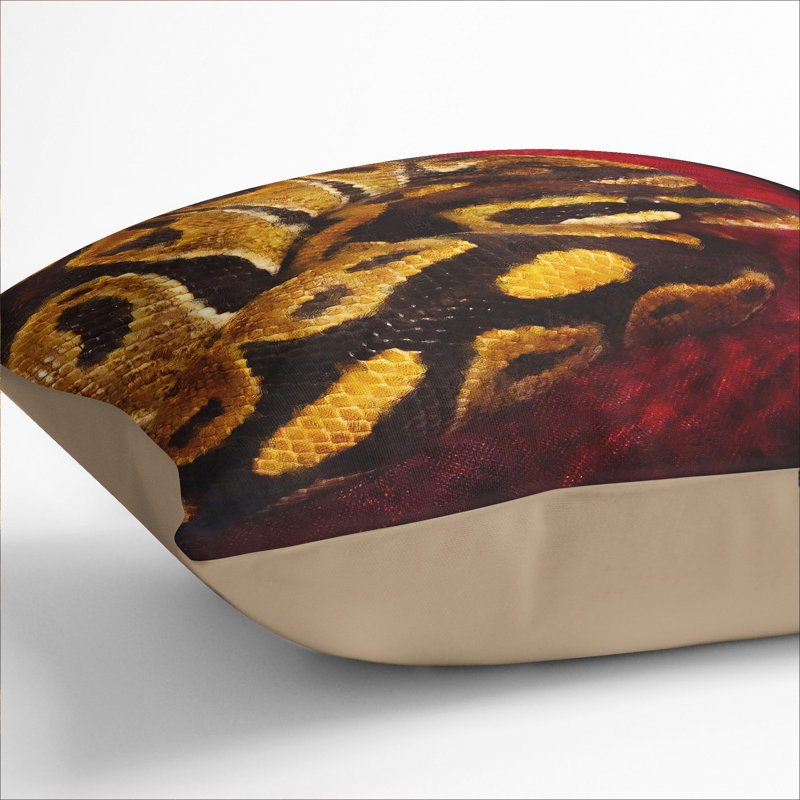 Python Snake Painting Square Throw Cushion, 55cm H x 55cm W x 20cm D, Stone