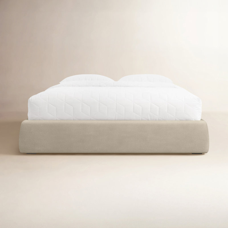 Lid Upholstered Storage Bed, Full, Barto Sand, Lift Up Storage