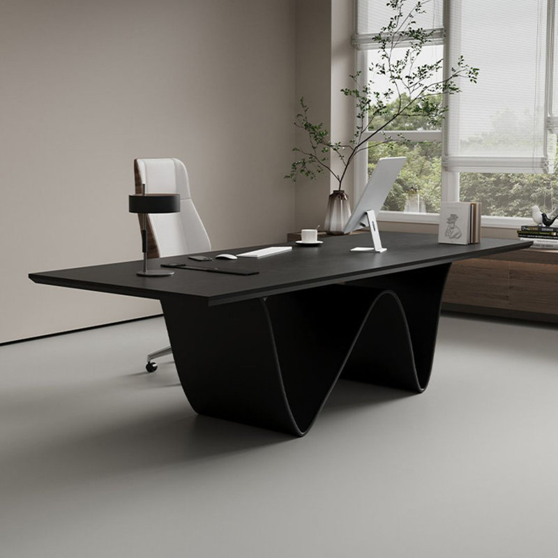 Bureau d'écriture rectangulaire en bois massif noir, H 29,53 po x l 78,74 po x P 31,5 po