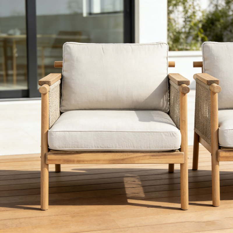 Outdoor Club Chair Set, Teak-QT1