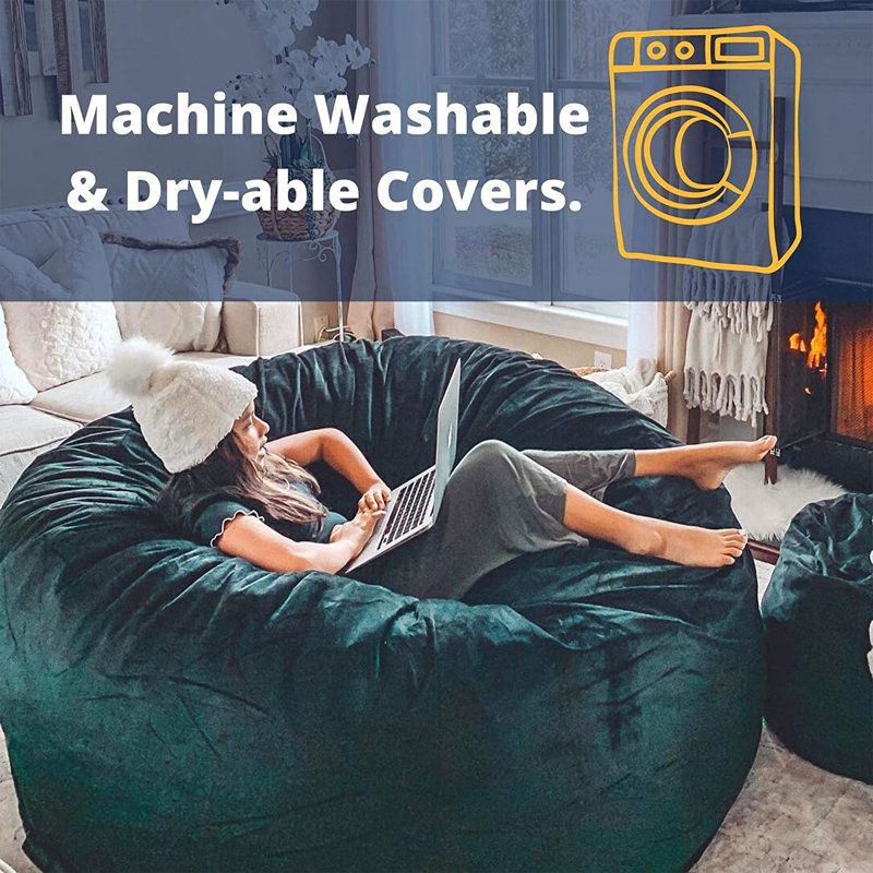 6ft Bean Bag Chair, Oversized Indoor Comfy Lounger, Suede, Brown
