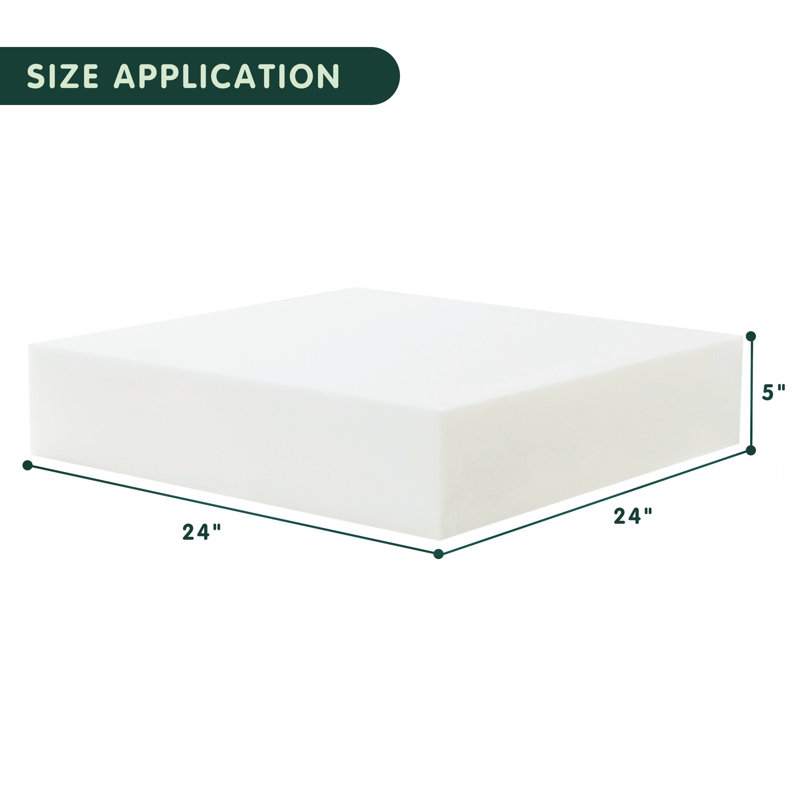 Coussin de siège à haute densité DIY, H 5 po x l 24 po x L 24 po