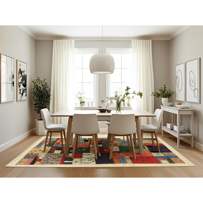 Tapis gris/beige/rouge contemporain, Rectangle 7 pi x 10 pi