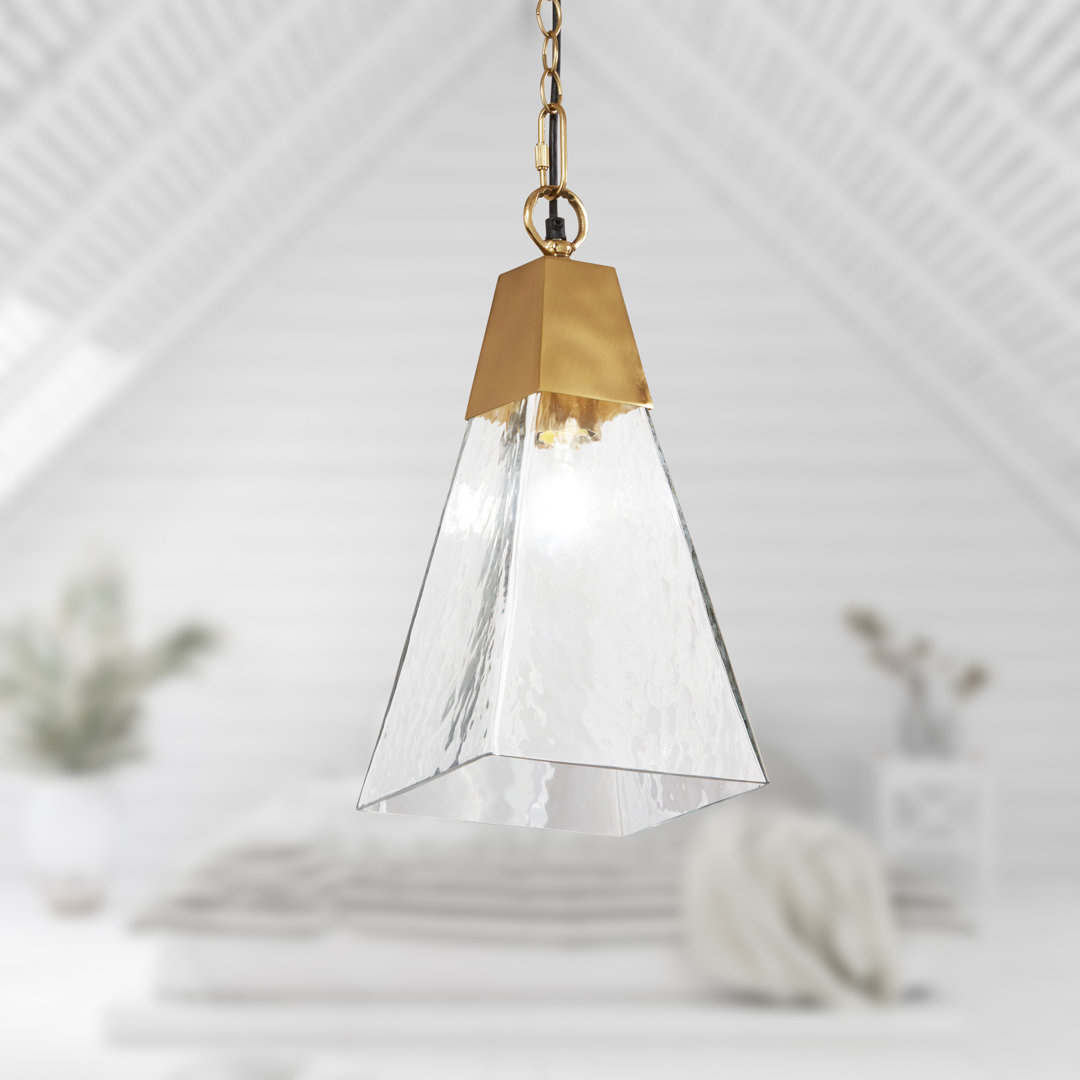 8"W Marquarious 1-Light Textured Glass Pendant Mercer41