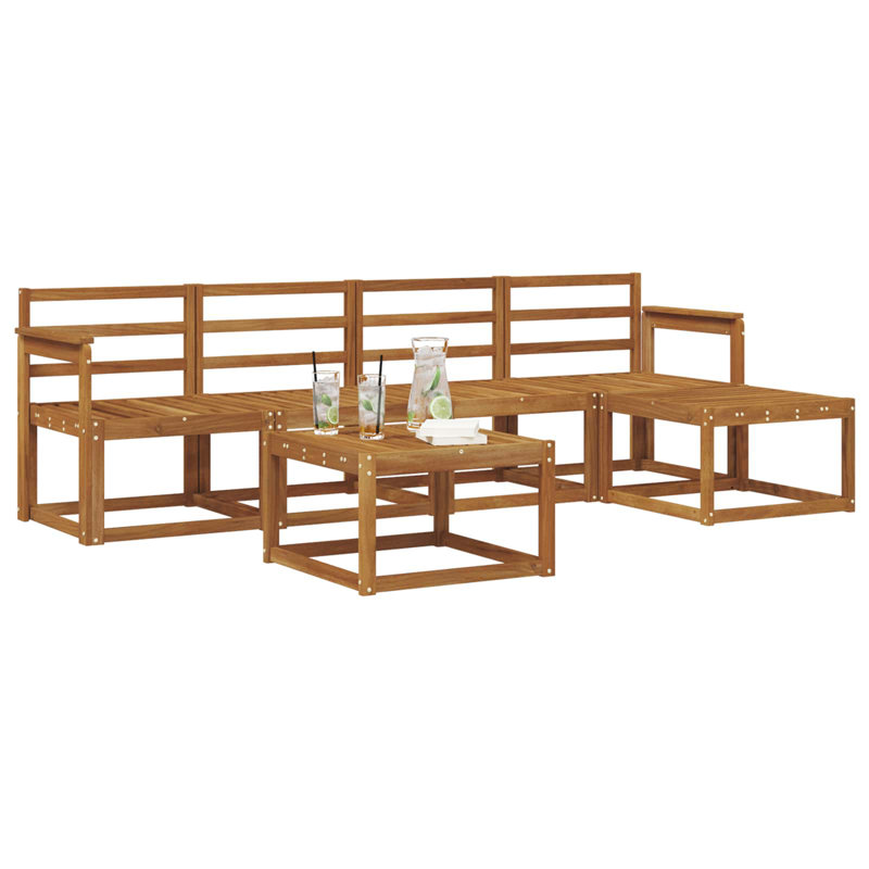 Vidaxl Outdoor Sofa Set 6 Pcs Solid Acacia Wood Garden Couch Sectional Seating