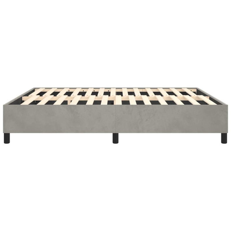 Box Spring Bed Frame Light Grey King Velvet , Light Gray, King