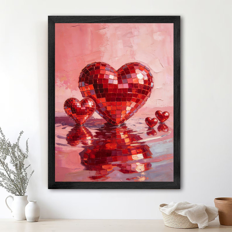 Noir encadré rétro Appliquez une épaisse couche de couleur de cœur pour exprimer un amour intense, H 11 po x l 9 po