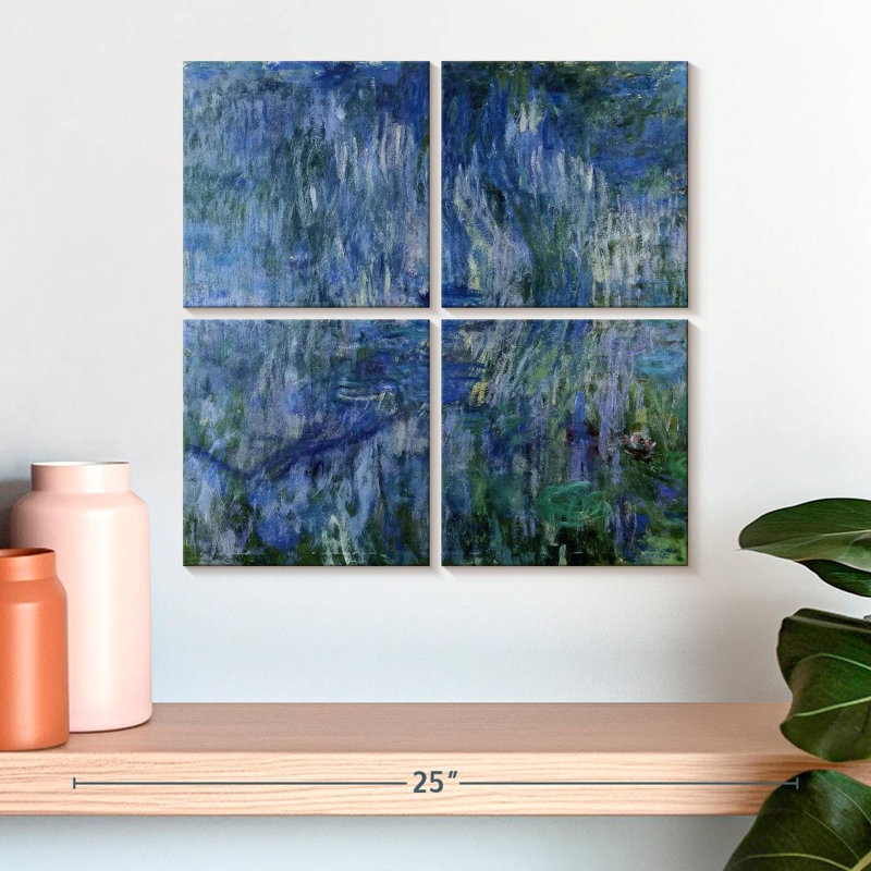 Waterlilies And Reflections Of A Willow Tree, H 18 po x l 18 po