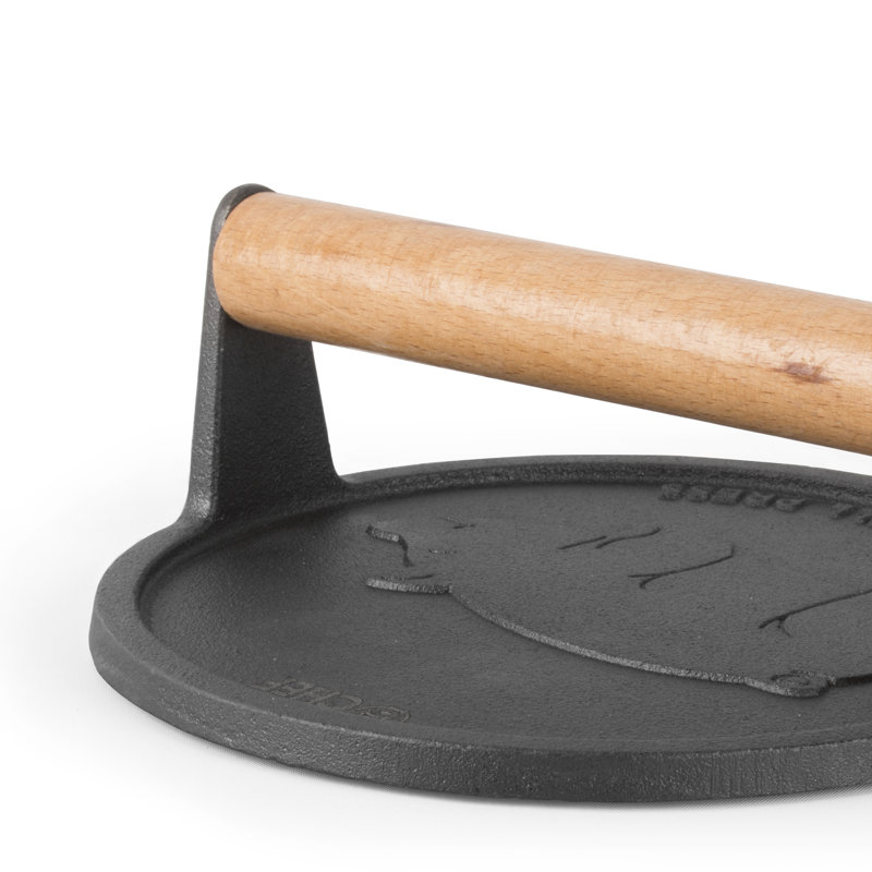 Commercial Chef 7" Cast Iron Round Grill Press with Wood Handle