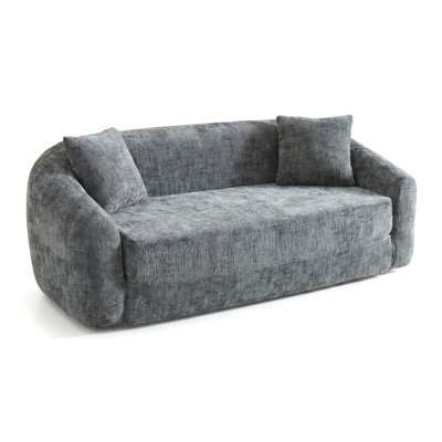 Canapé-lit rabattable de 87 pouces avec base coulissante et assise profonde, avec un fauteuil inclinable à deux places revêtu de chenille