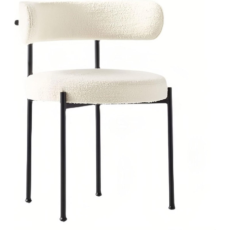 49cm H Polyester Upholstered Metal Side Chair in White, 1