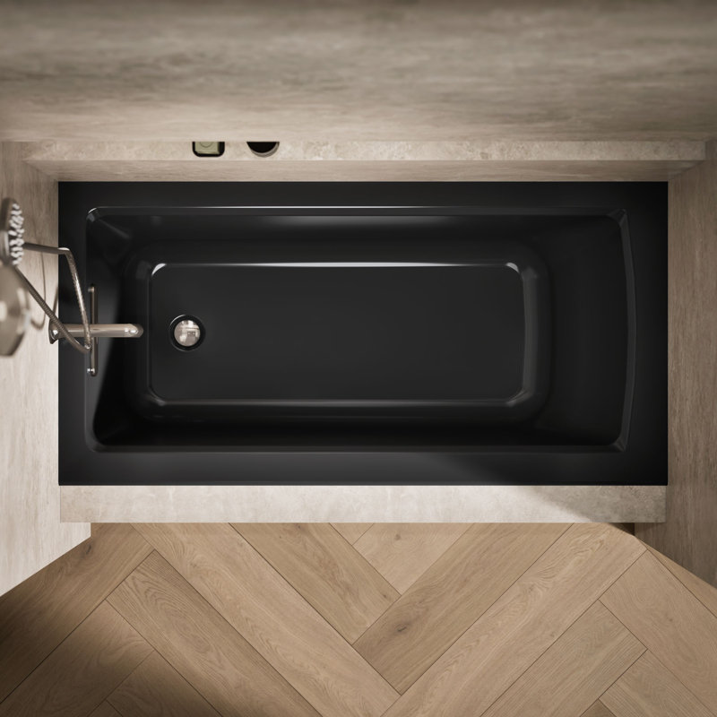 Baignoire de trempage en alcôve 60 "x 30" avec bride intégrée Archer, Noir, Gauche