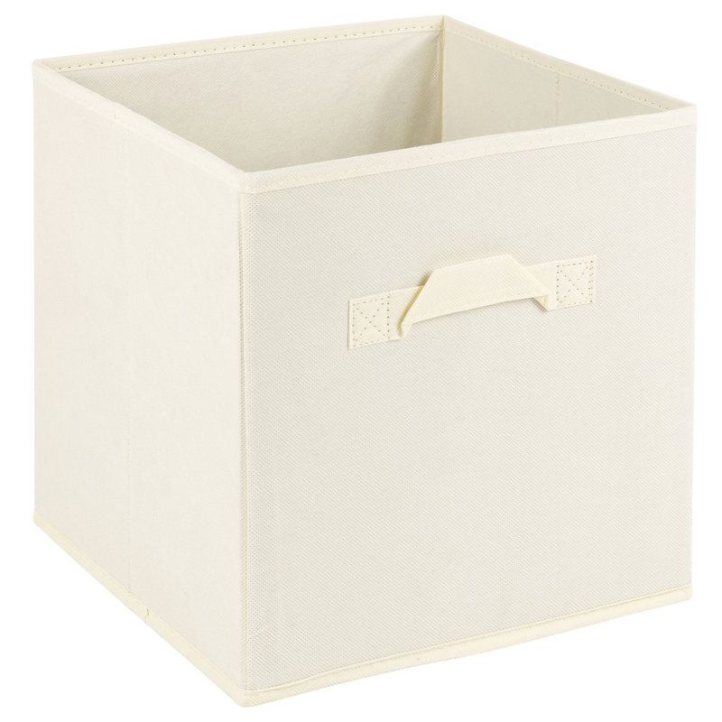 Rebrilliant Fabric Decorative Bin, 27cm H x 21.5cm W x 24.5cm D, Cream