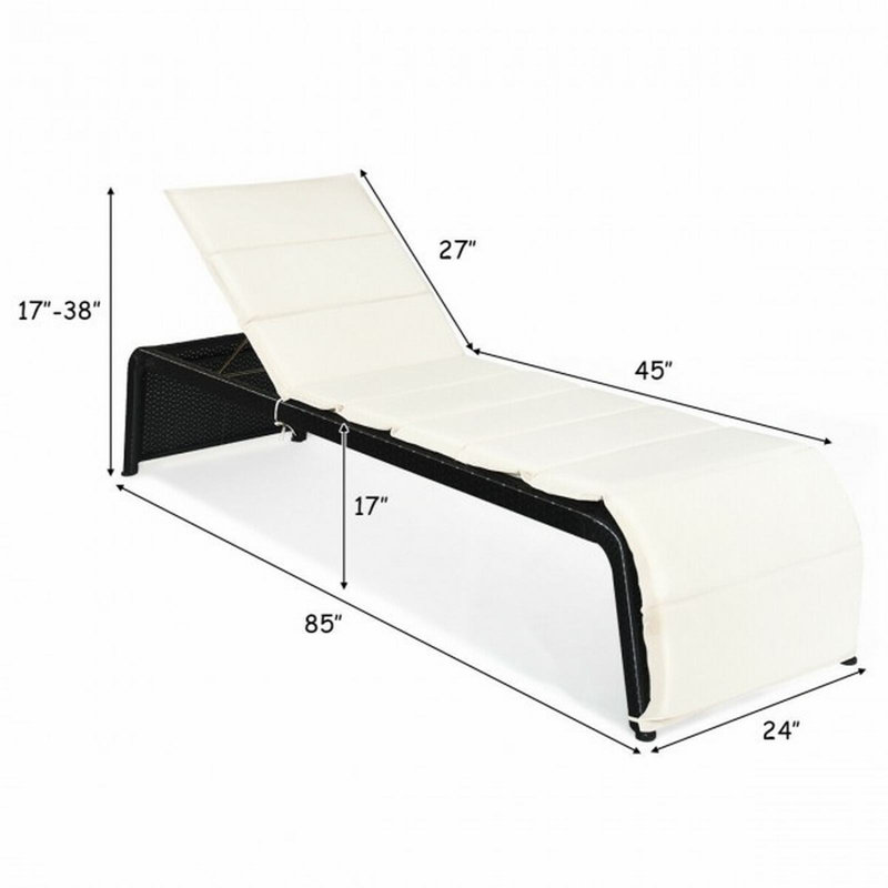 Chaise longue inclinable en rotin