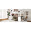 Grand lit mezzanine avec bureau, tablette ouverte et boîte de rangement, station de charge USB