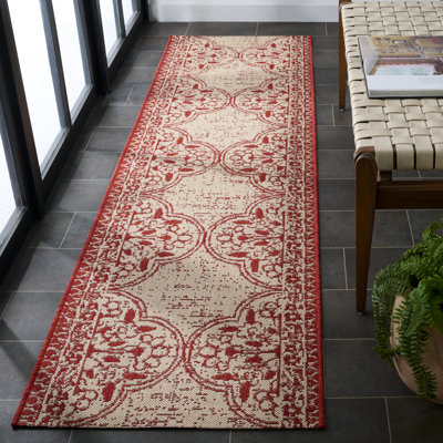 Tapis intérieur / extérieur rouge / crème Danya