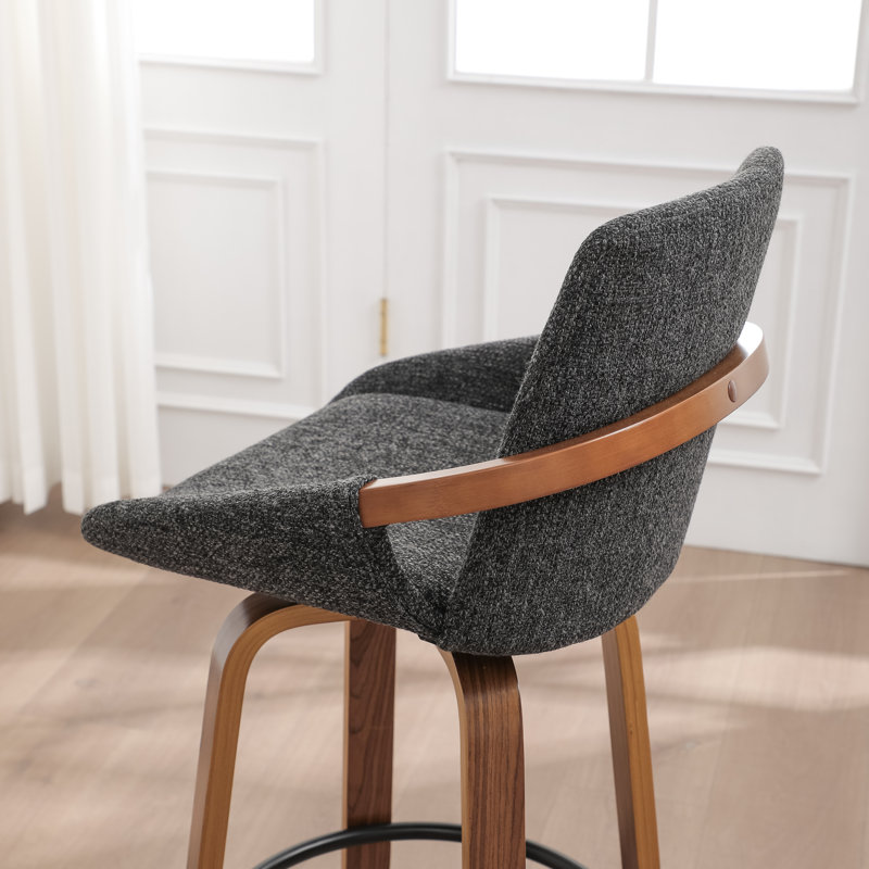 Swivel Upholstered Counter Stool, Counter Stool (63.5cm Seat Height), Gray/Linen