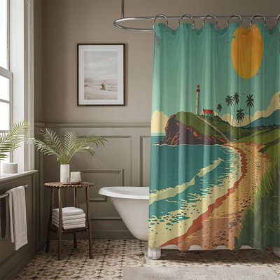 Retro Beach Views - 1 Piece Standard Shower Curtain
