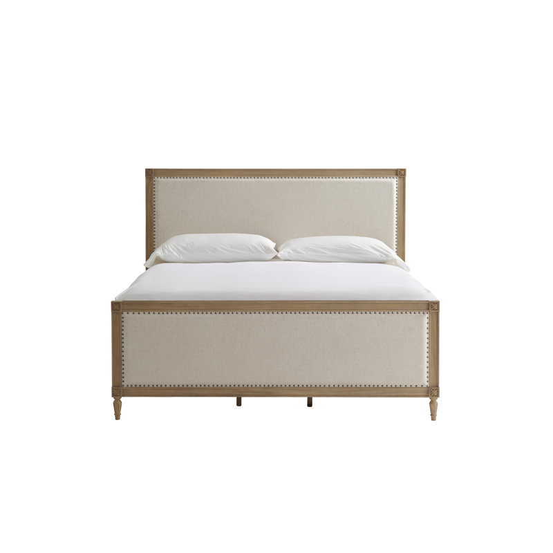 Lit standard tapissier en bois massif Batten, Brun, Très grand